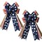Set of 2 Patriotic Decor Bows – 15" Red, White & Blue American Flag Stripe Bows for Wreaths, Tree Toppers, Indoor & Outdoor Holiday Decorations